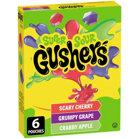 Fruit Gushers kyselé žvýkací bonbóny s ovocnou příchutí s tekutým středem 138 g