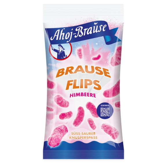 Ahoj-Brause DE Flips sladké křupky v šumícím prášku s příchutí malina 60 g