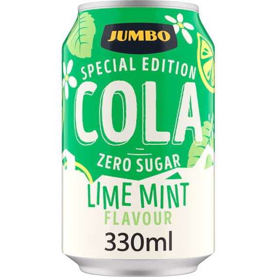 Jumbo sycený colový nápoj s příchutí limetky a máty bez cukru 330 ml