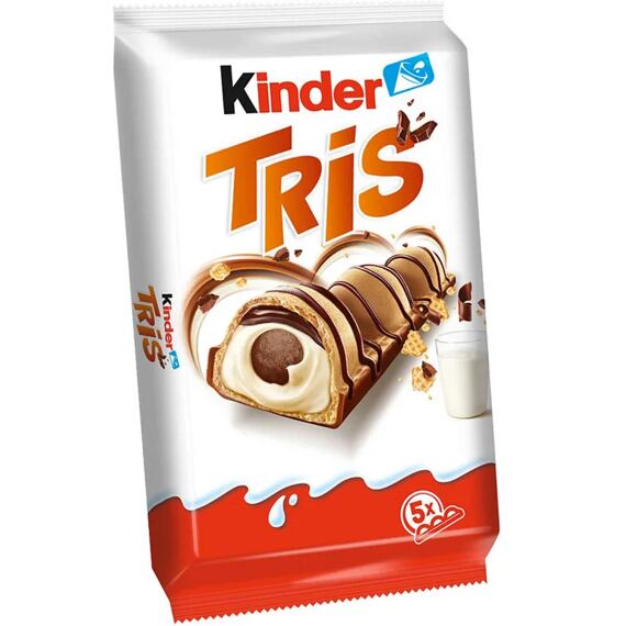 Kinder EU Tris tyčinky s mléčným krémem, polevou a čokoládou 5 ks 100 g