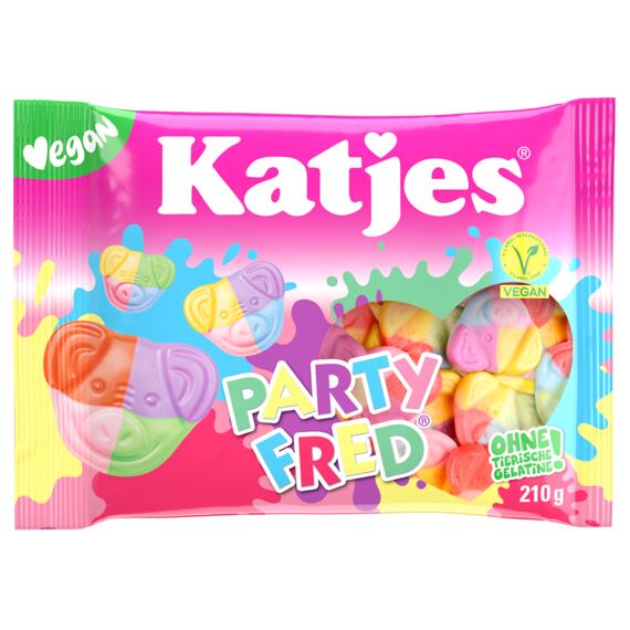 Katjes DE Party Fred Vegan pěnové želé ve tvaru barevných prasátek 210 g