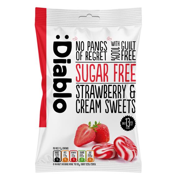 Diablo cream candies with strawberry flavor without sugar 75 g