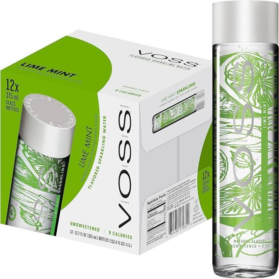 VOSS Lime Mint Perlivá Sklo 375 ml Celé Balení 12 ks