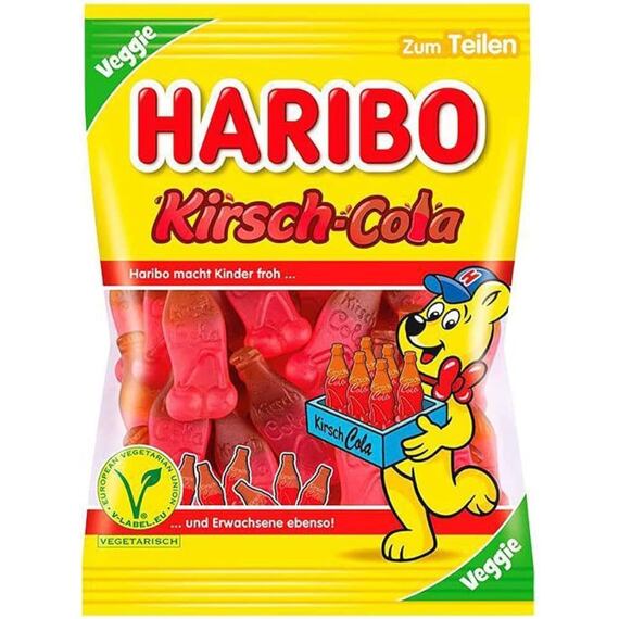 Haribo DE Kirsch-Cola Veggie želé s příchutí třešňové coly 175 g
