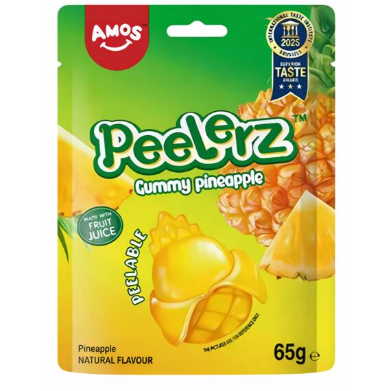 Amos Peelerz želé bonbóny s příchutí ananasu 65 g Celé balení 24 ks