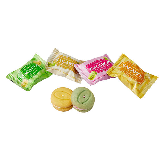 Becky's makronky s krémovou náplní s příchutí matcha, vanilka, jahoda a citron 88 g