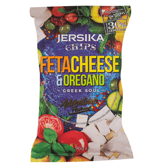 Jersika popované chipsy s příchutí sýru feta a oregána 90 g