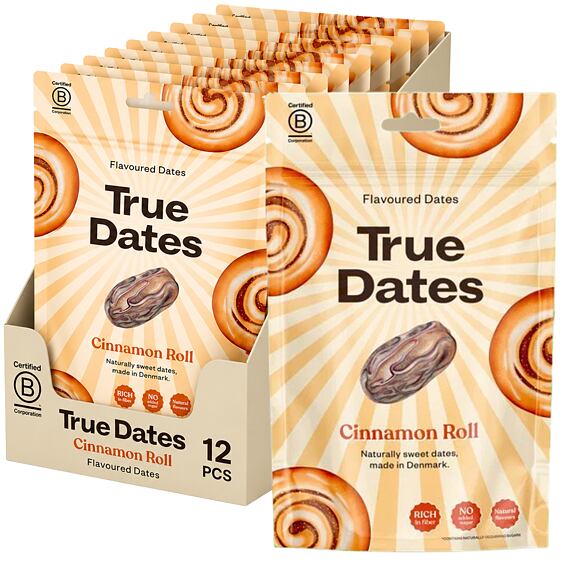 True Dates datle s příchutí skořicového šneka 100 g Celé balení 12 ks