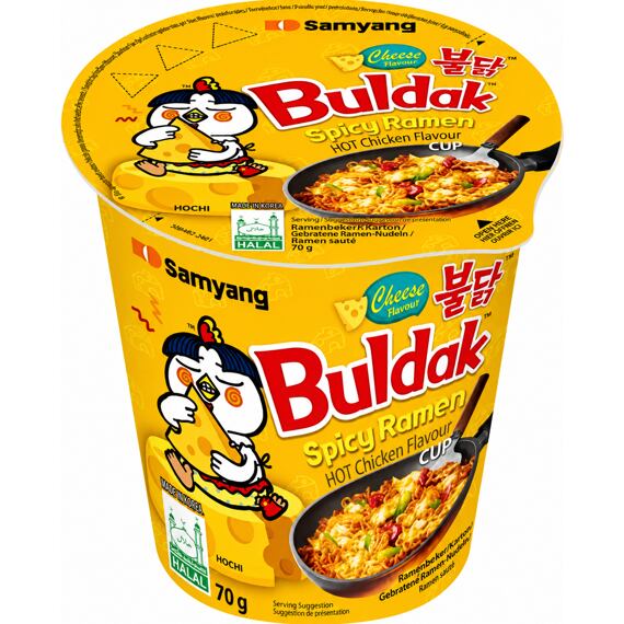 Samyang Buldak Cup instantní pálivé těstoviny s kuřecí a sýrovou příchutí 70 g