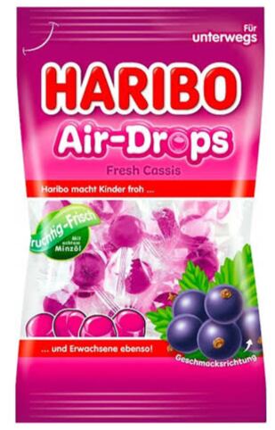 Haribo DE Air-Drops Cassis: Blackcurrant-Flavored Menthol Candies, 100 g