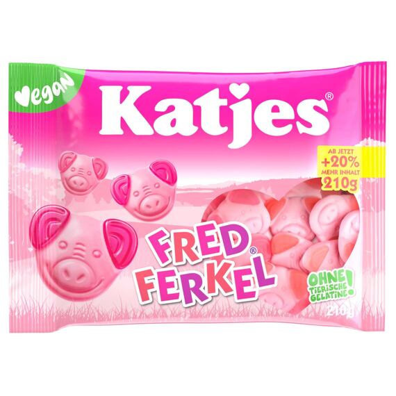 Katjes DE Fred Ferkel Vegan pěnové želé ve tvaru prasátek 210 g