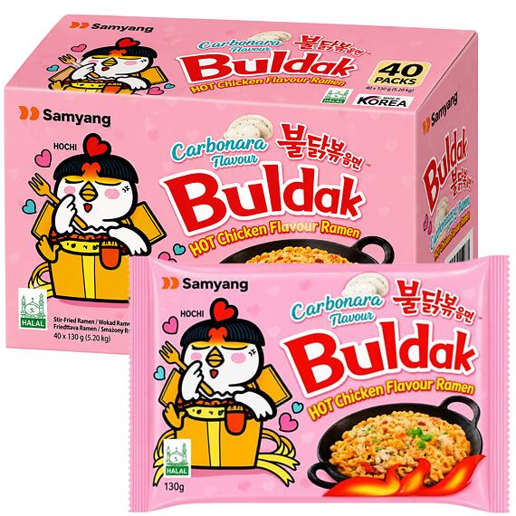 Samyang Buldak instantní pálivé kuřecí ramen nudle s příchutí sýru a smetany 130 g Celé balení 40 ks