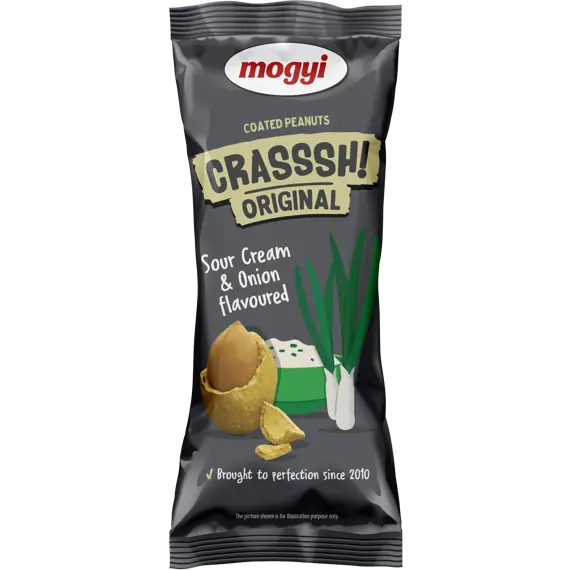 Mogyi EU Crasssh! křupavé arašídy v těstíčku s příchutí smetana a cibule 60 g