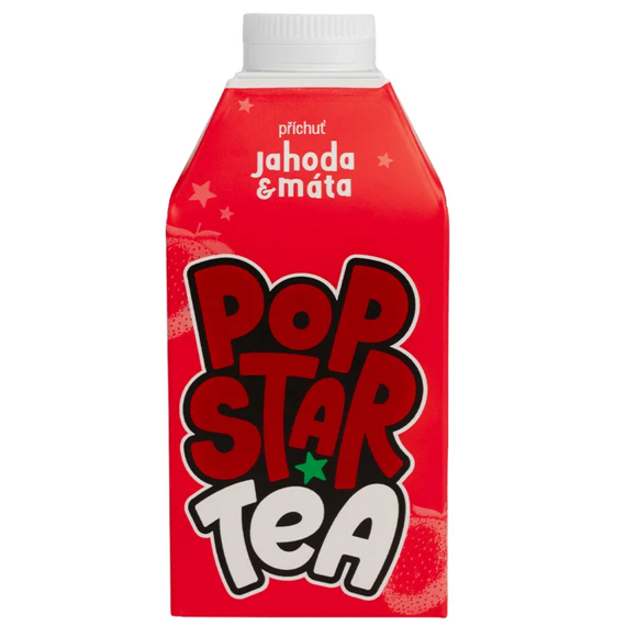 POPSTAR Tea příchuť jahoda & máta 500 ml