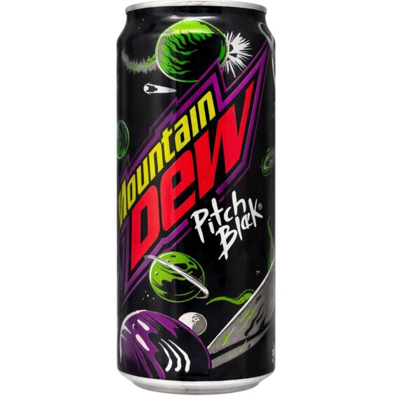 Mountain Dew Pitch Black sycený nápoj s příchutí hroznů a citrusů 330 ml