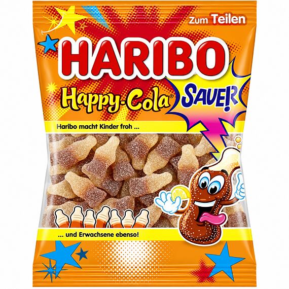 Haribo DE Happy Cola Sauer Sour Cola-Flavored Gummy Candies 175 g