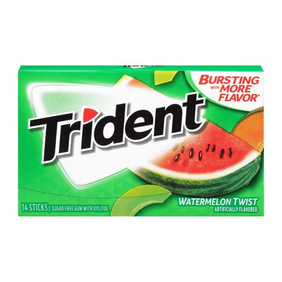 Trident chewing gum with watermelon flavor, sugar-free, 31 g