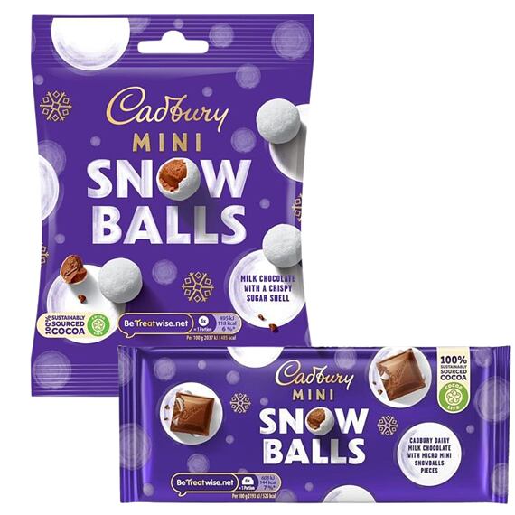 Cadbury Mini Snowballs mléčná čokoláda 110 g + Cadbury kuličky s cukrovou skořápkou 80 g