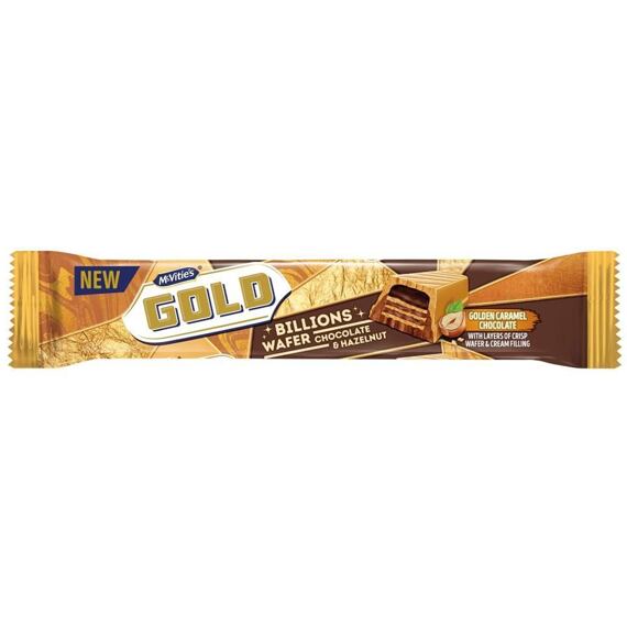 McVitie's Gold Sušenka s krémovou náplní a polevou s příchutí lískových oříšků 39,5 g
