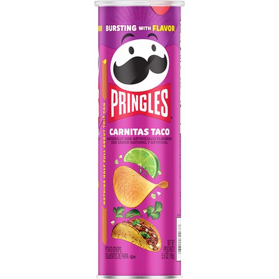 Pringles Mexico Carnitas Taco bramborové chipsy s příchutí mexických masových tacos 158 g