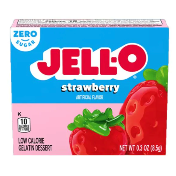 Jell-O zero instantní želatina s jahodovou příchutí bez cukru 8,5 g