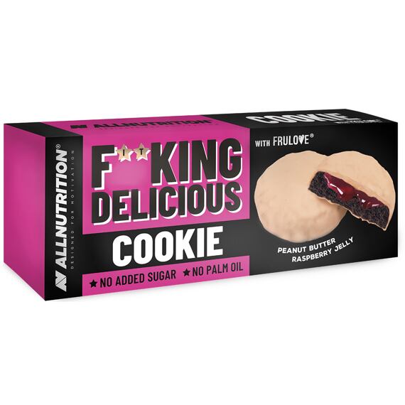 F**KING Delicious Kakaové sušenky s náplní s příchutí maliny v polevě s příchutí arašídů 128 g