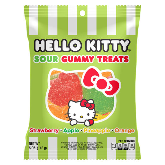 Hello Kitty kyselé žvýkací bonbony s ovocnými příchutěmi 142 g