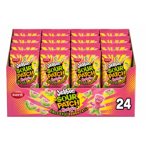 Sour Patch kyselé žvýkací bonbony s příchutí vodního melounu 80 g Celé balení 24 ks