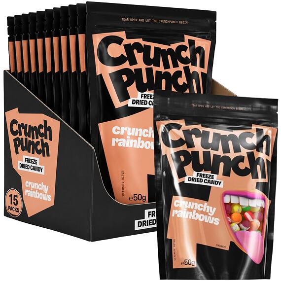 Crunch Punch Crunchy Rainbows mrazem sušené bonbóny 50 g Celé balení 15 ks