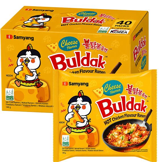 Samyang instantní pálivé kuřecí ramen nudle s příchutí sýru 140 g Celé balení 40 ks