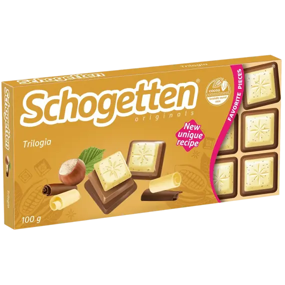 Schogetten DE mléčná, bílá a lísková čokoláda trilogie 100 g