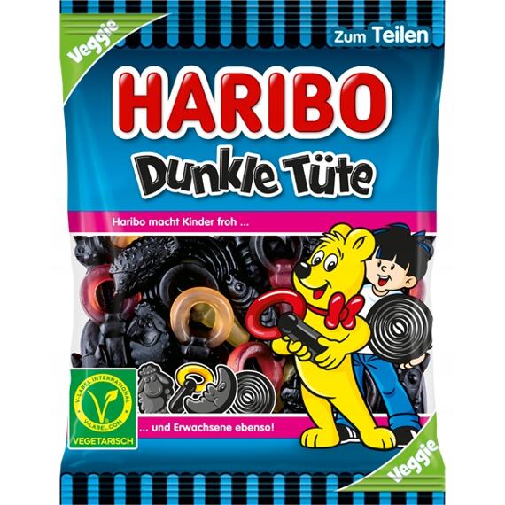 Haribo DE Dunkle Tüte lékořicové a želé bonbóny 175 g