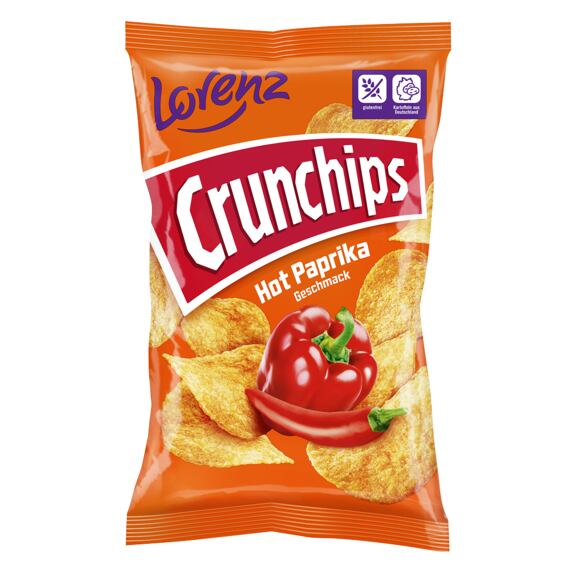 Crunchips DE bramborové chipsy s příchutí Hot Paprika 150 g