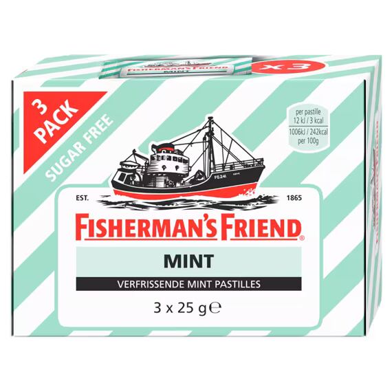 Fisherman's Friend Mint-Flavored Lozenges, 3 x 25 g