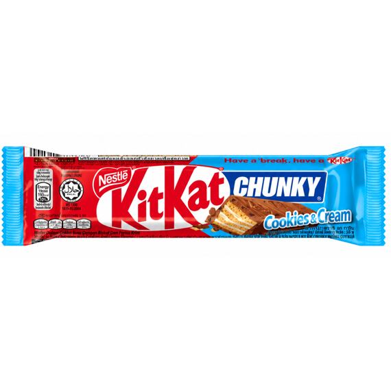 KitKat Asia Chunky čokoládová tyčinka s oplatkou s příchutí sušenek a krému 38 g