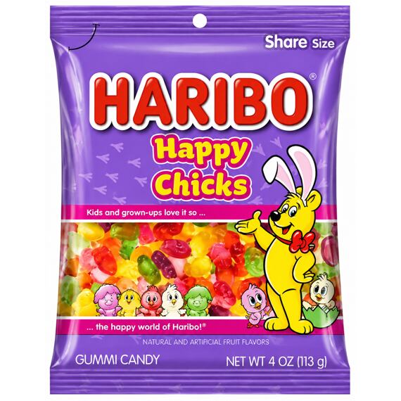 Haribo žvýkací bonbony ve tvaru kuřátek s ovocnými příchutěmi 113 g