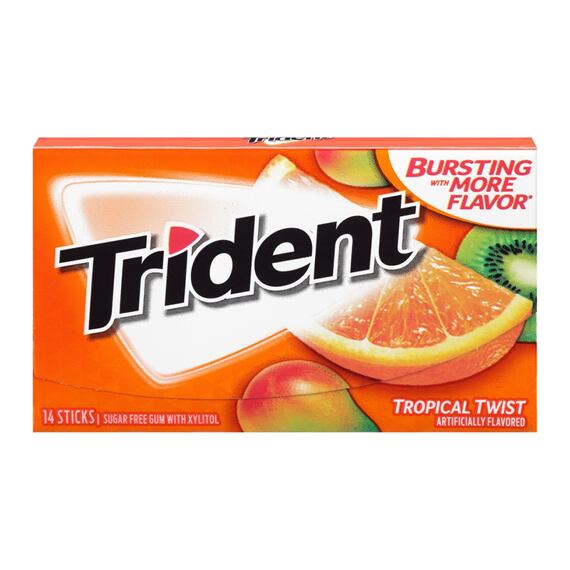 Trident chewing gum with tropical fruit flavor without sugar 27 g